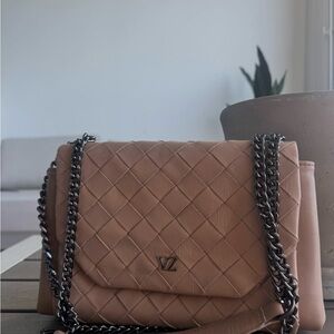 Quilted Tan Chain Shoulder Bag